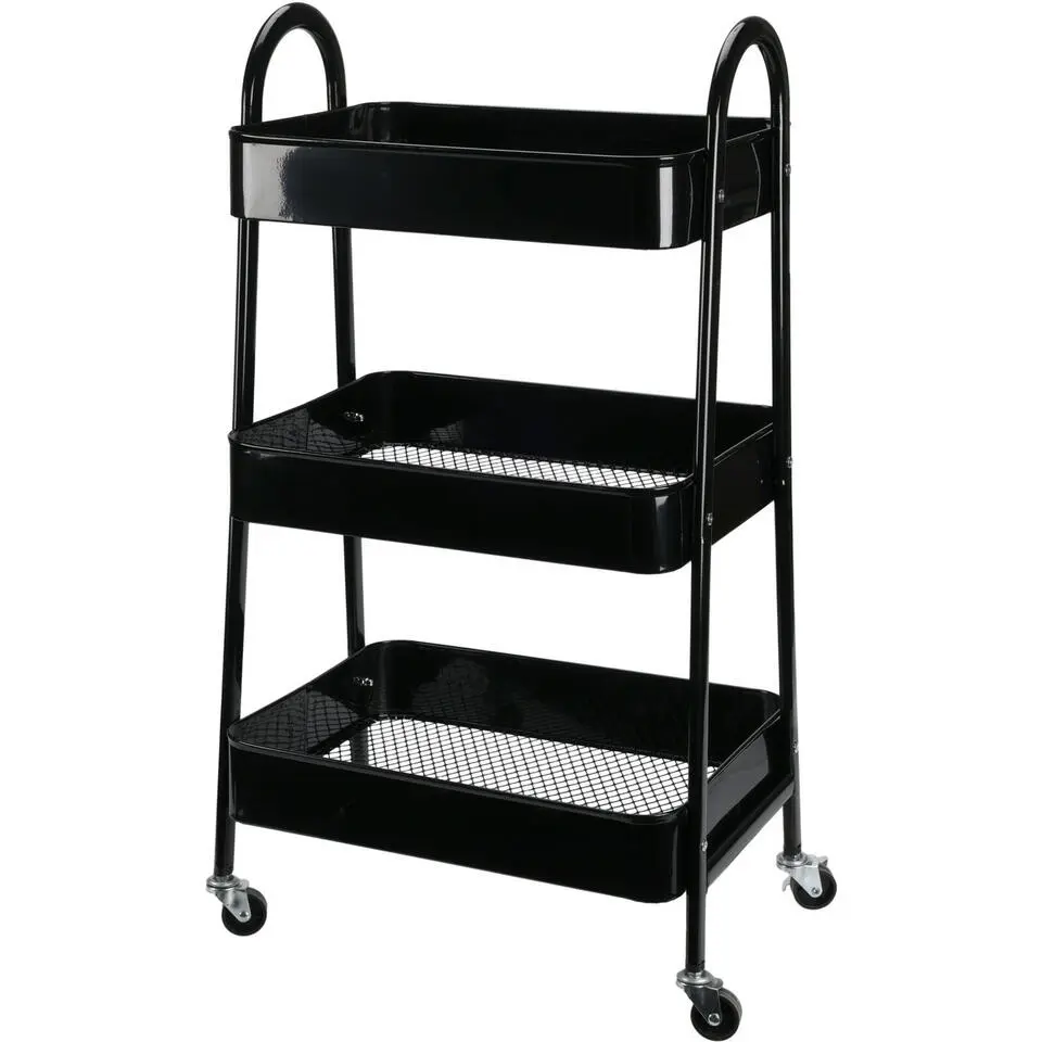 Storage Solutions Keukentrolley - zwart - metaal - 79x44x32 cm