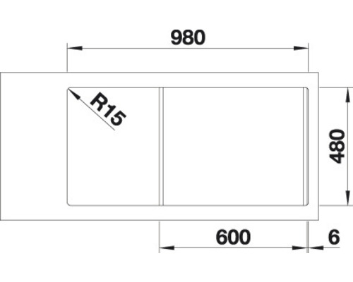 Blanco DINAS XL 6 S spoelbak, 1000 x 500 mm, roestvrij staal, geborstelde afwerking, 524255