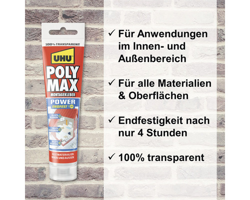 UHU POLY MAX Montagelijm Power Endfest kristalhelder 115g