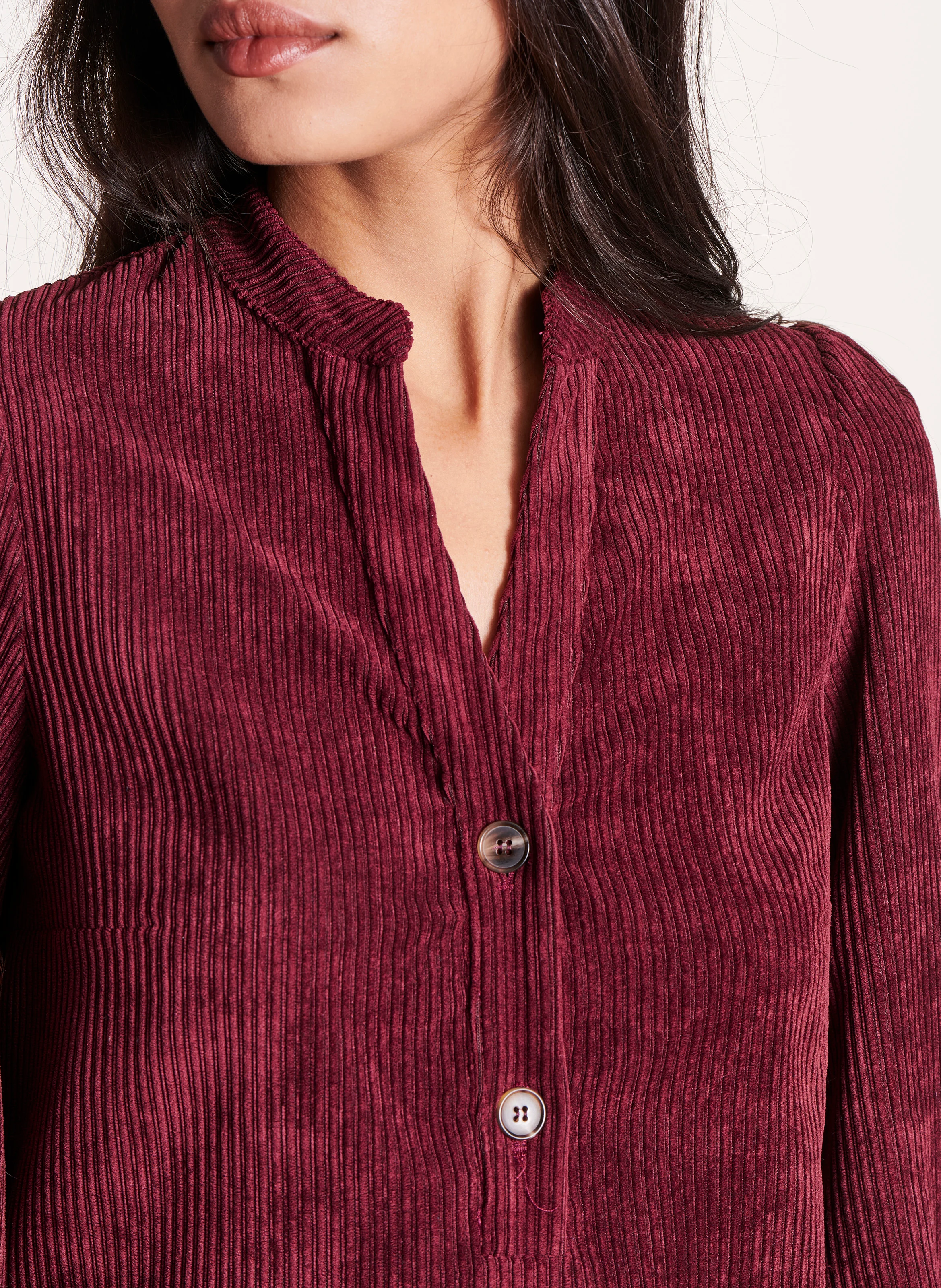 Chemise col tunisien| Marron