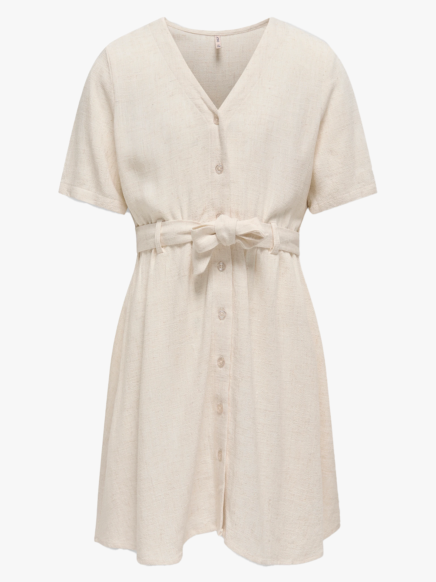 Siesta Short Sleeve Linen Blend Belt Dress