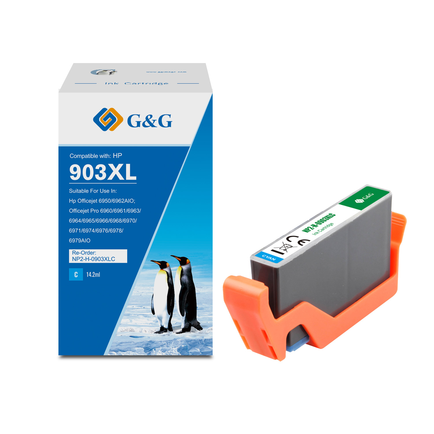 Ersetzt HP 903XL C Druckerpatrone Printer Tintenpatrone (825 Seiten / 14.2ml) - Blau
