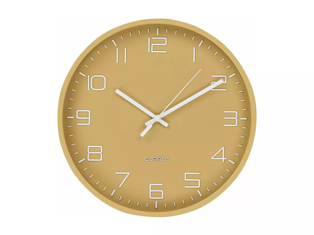 Rosolini horloge murale silencieuse Ø30cm ocre.