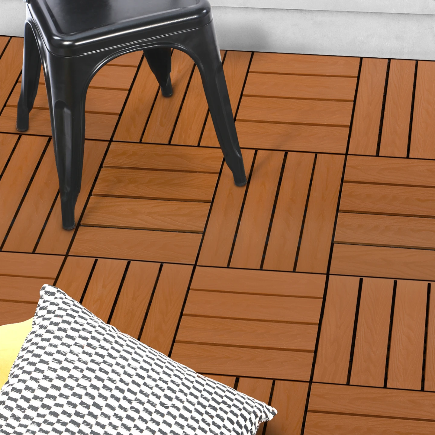 Lot de 5 dalles de terrasse WODHY clipsables bois composite effet teck 30 x 30 cm