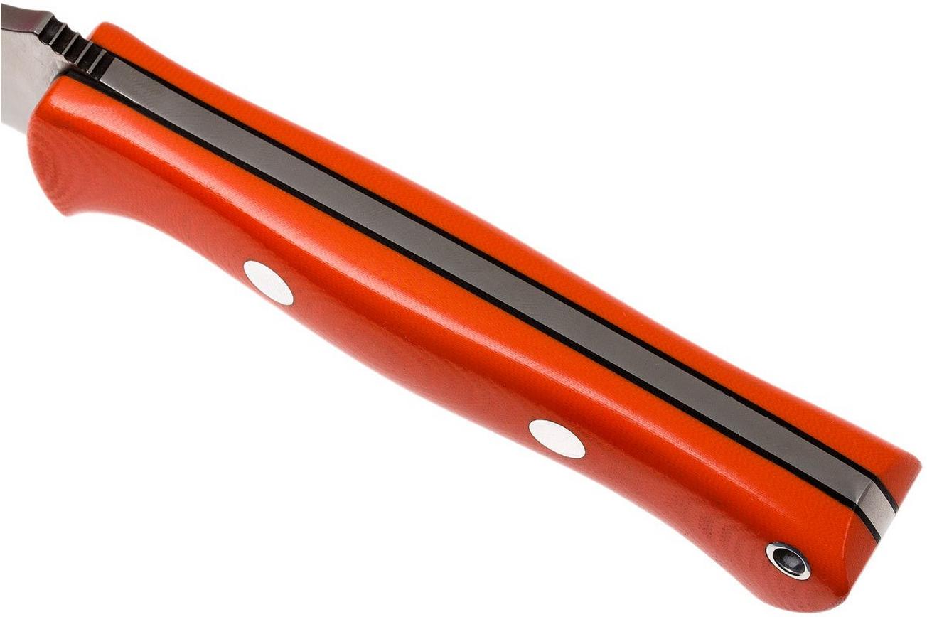 Bark River Bravo 1 LT CPM 3V, Blaze Orange G10, Black Liners, black sheath