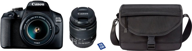 Canon Spiegelreflexkamera »EOS 2000D Kit« EF-S 18-55 IS II , 24,1 , NFC , inkl. inkl. EF-S 18-55 IS II Objektiv
