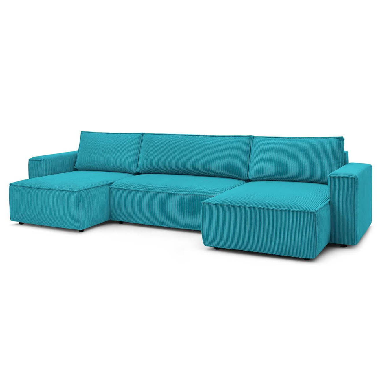 Bobochic Canapé d'angle panoramique nihad bleu foncé - 386x153x95 cm