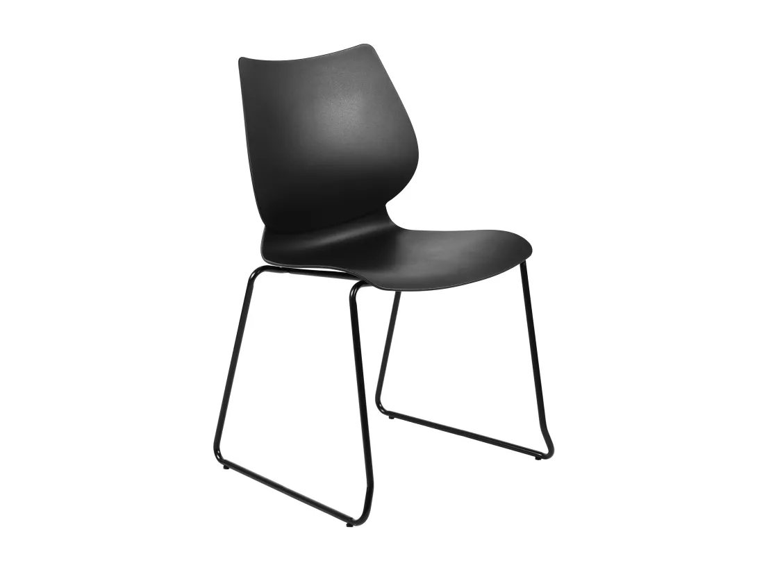 Chaise de conférence - Plastique & Chrome - Noir - Houma