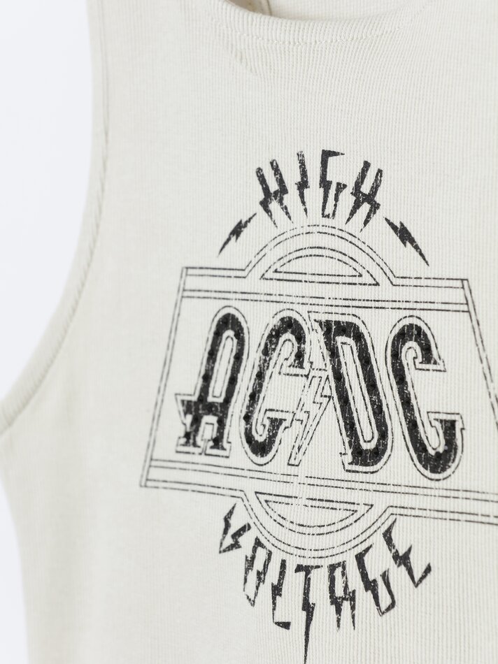 Top cropped ACDC - Bege