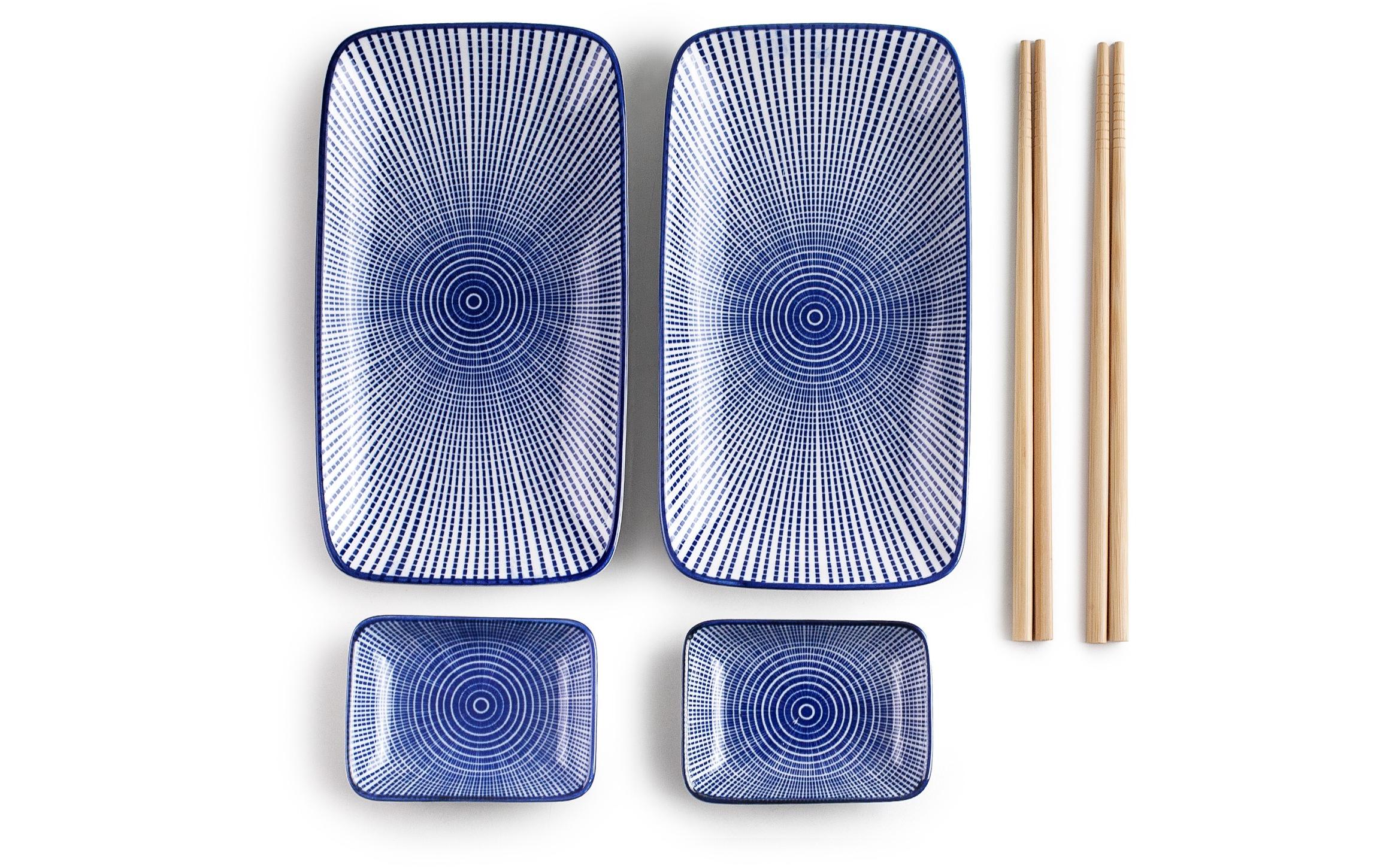 Sushi-Set 6-teilig, Blau/WeissPerfekt für das Servieren von leckerem Sushi zu Hause