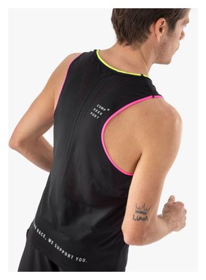 Débardeur Compressport Pro Racing Singlet Noir/Jaune/Rose