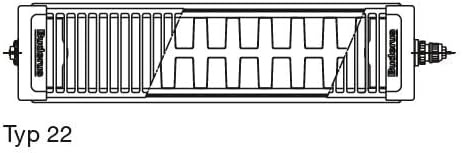 Buderus Logatrend Ventil-Flachheizkörper VC-Profil Typ 22 BH 600 vers. Längen + Halter (BL: 2000 mm)