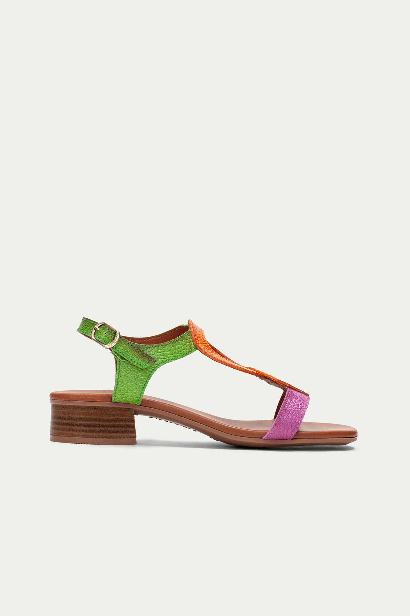 Sandália rasteira Lara com detalhe circular - Multicolorida