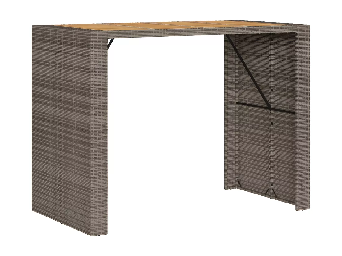 Prolenta Premium - Table de bar de jardin et dessus en bois acacia résine tressée
