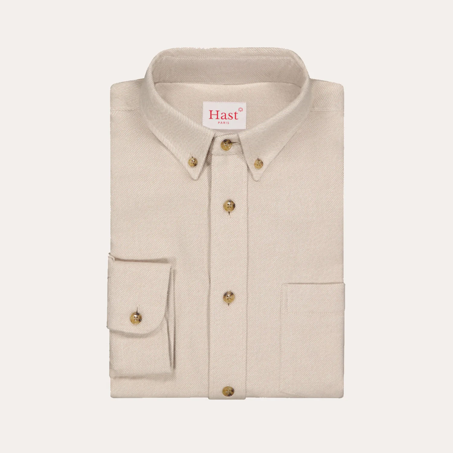 Beige organic cotton flannel shirt