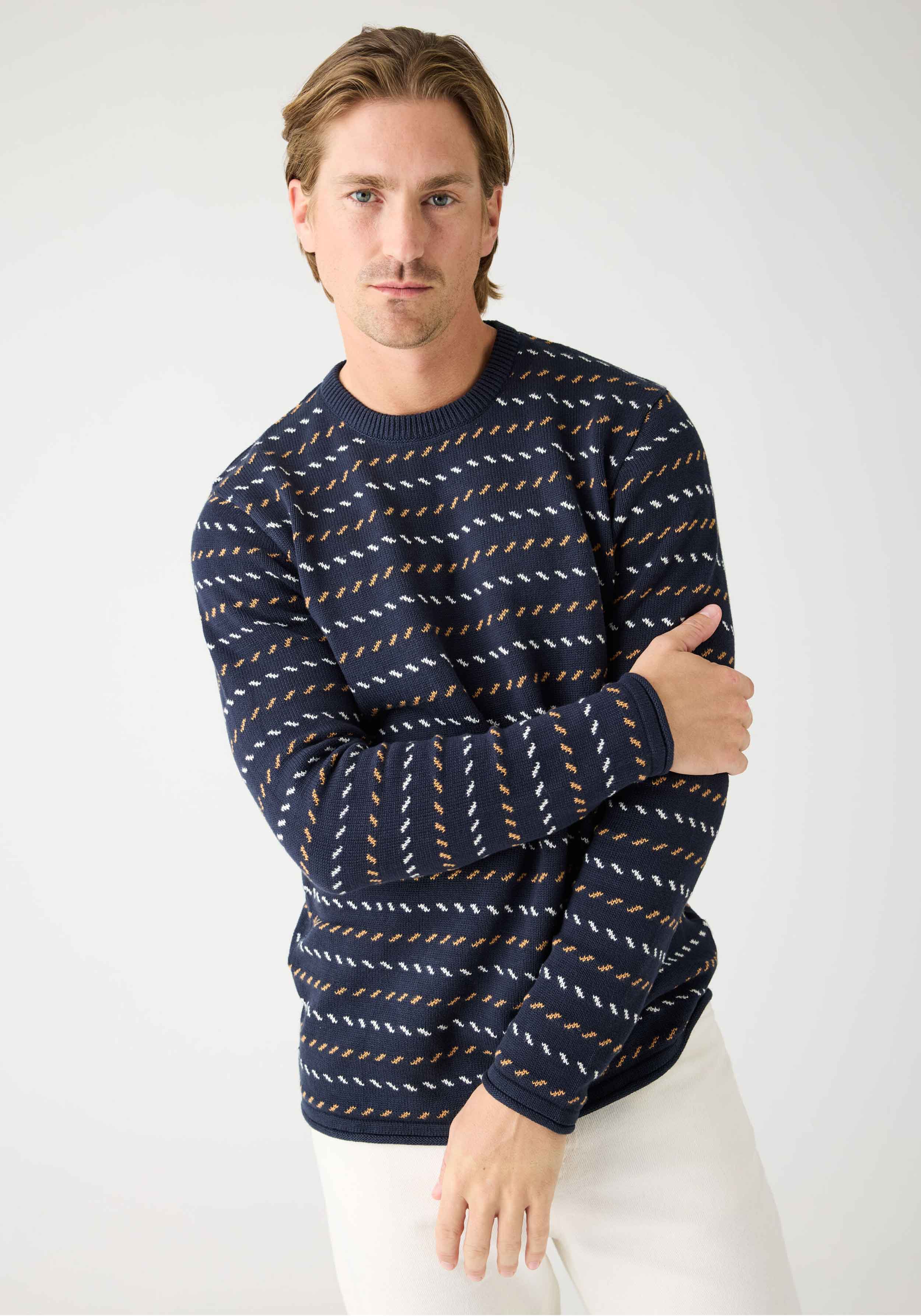 Knowledge Cotton Apparel Strickpullover Jacquard Knit Night Sky