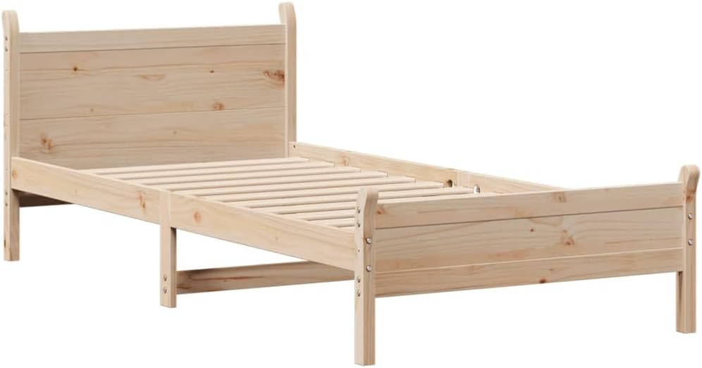 vidaXL Massivholzbett, Holzbett ohne Matratze, Bettgestell mit Kopfteil Lattenrost, Bett Einzelbett für Schlafzimmer, 90x200cm Kiefernholz