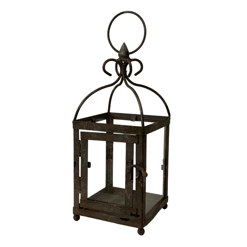 Lanterne de jardin fer gris 11x11x27cm