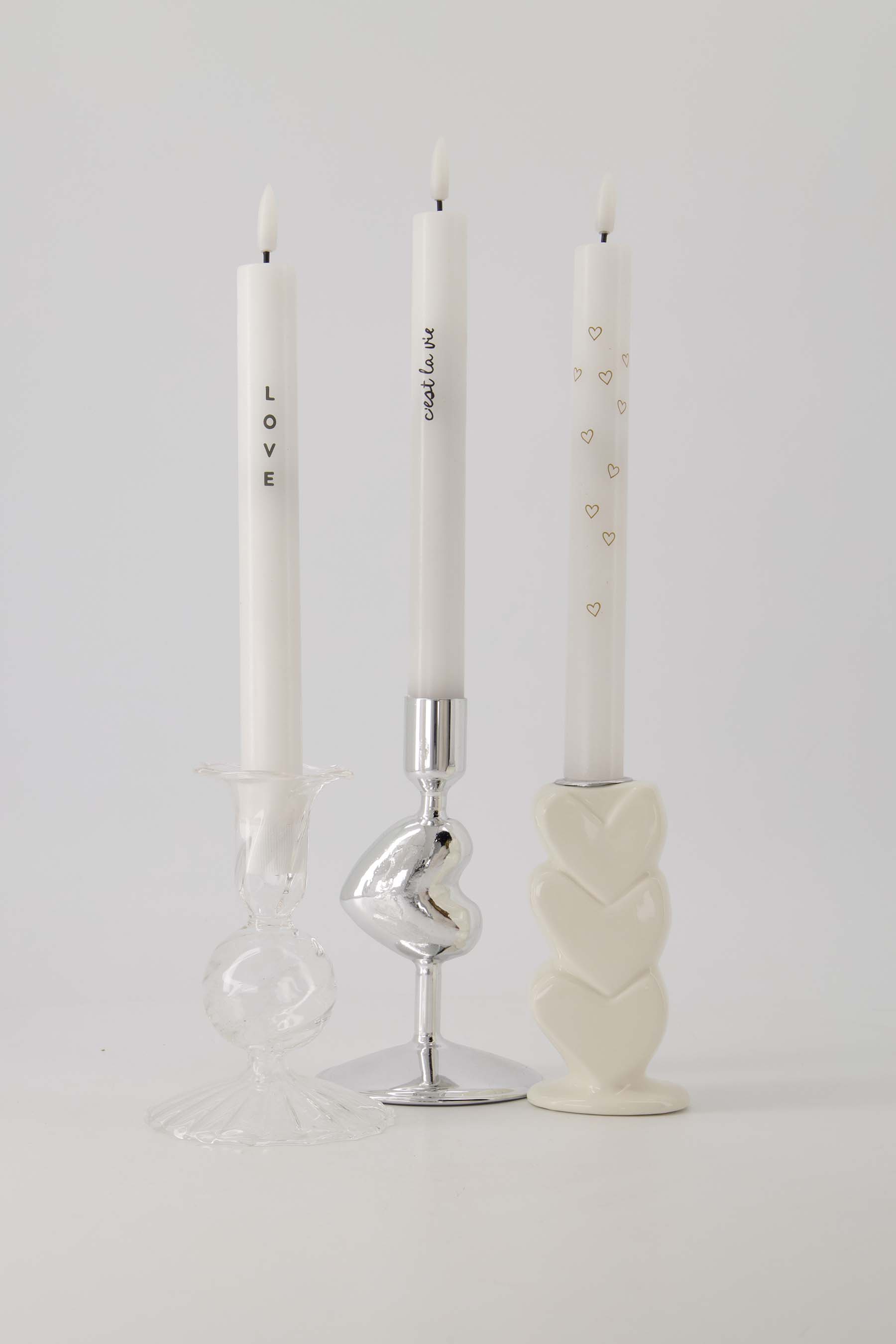 kandelaar glas hartje zilver