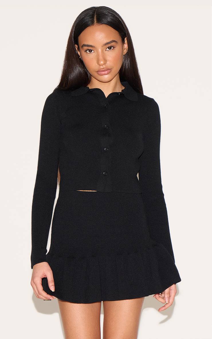 Noir Jupe Mini Plissée En Maille Petite