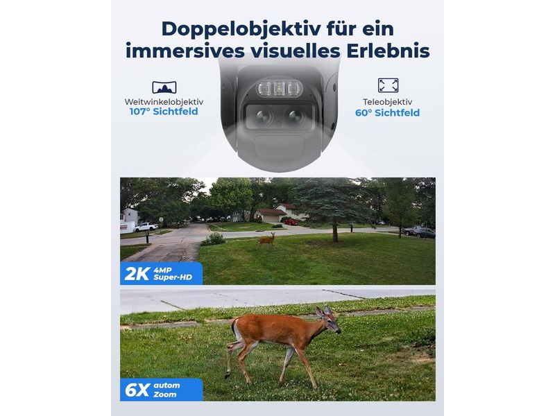 Reolink Netzwerkkamera Trackmix B770 2K Intelligente WLAN-Batteriekamera mit Auto-Zoom und -Tracking