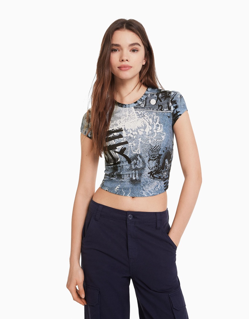 Camiseta de manga curta com estampa