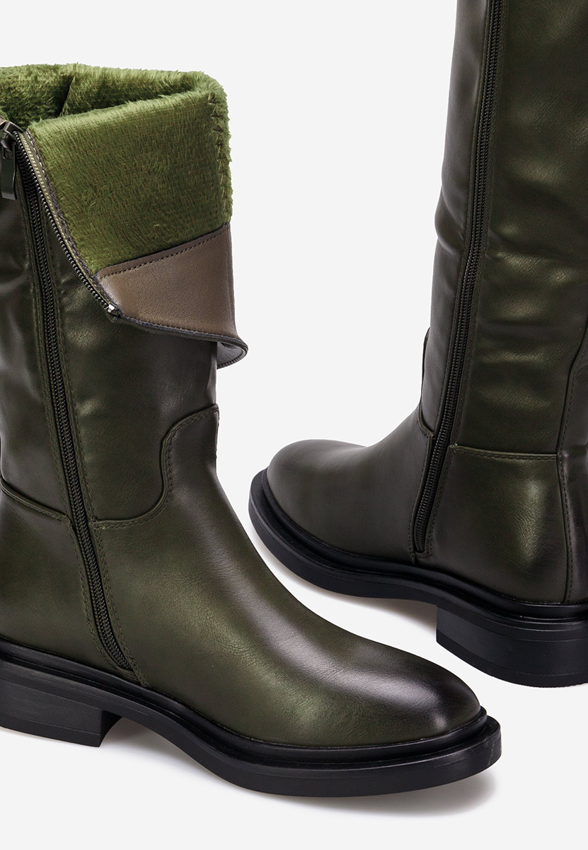Bottes à petit talon vert Braga