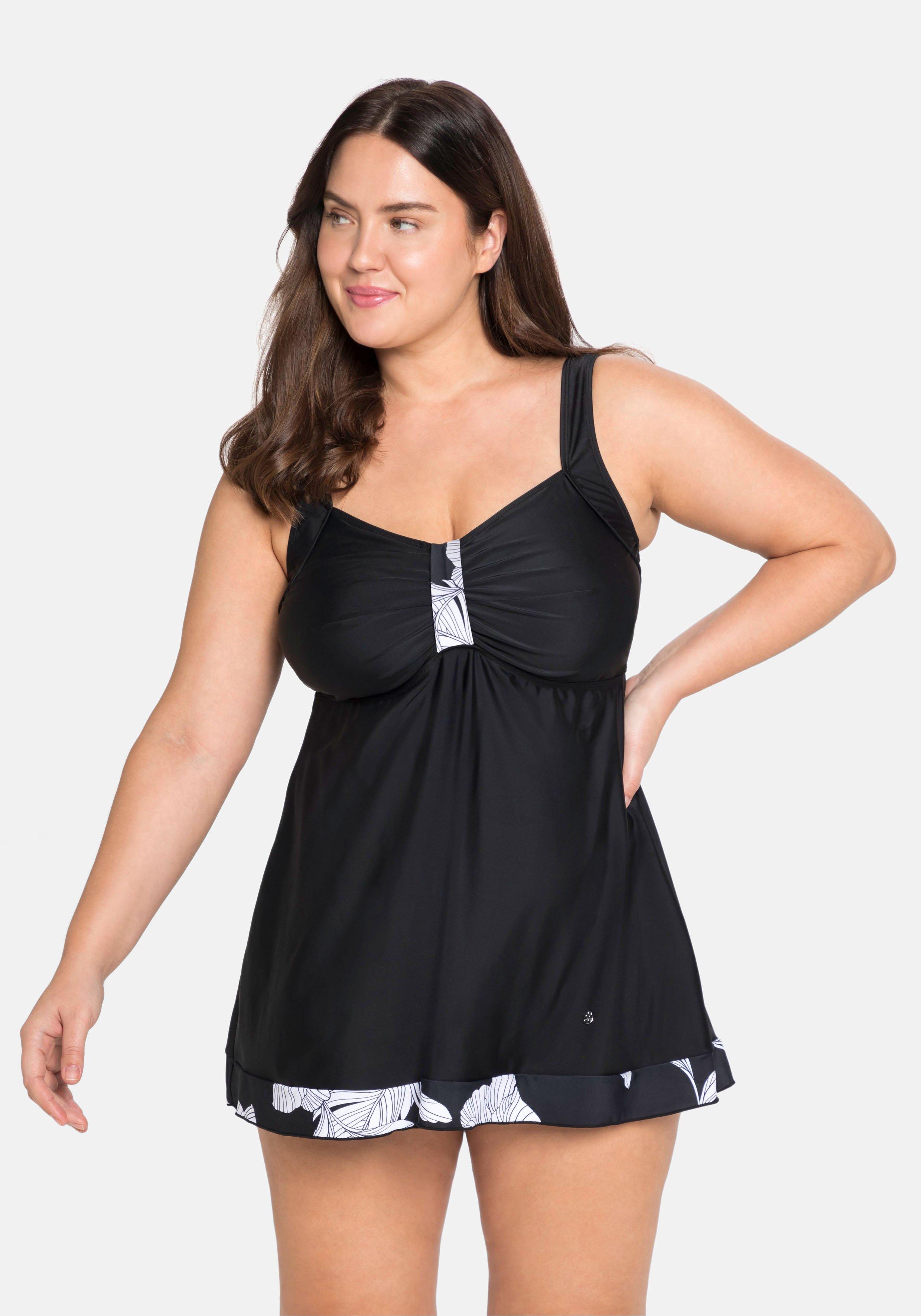Tankini-Oberteil mit Kontrastdetails, in Longform