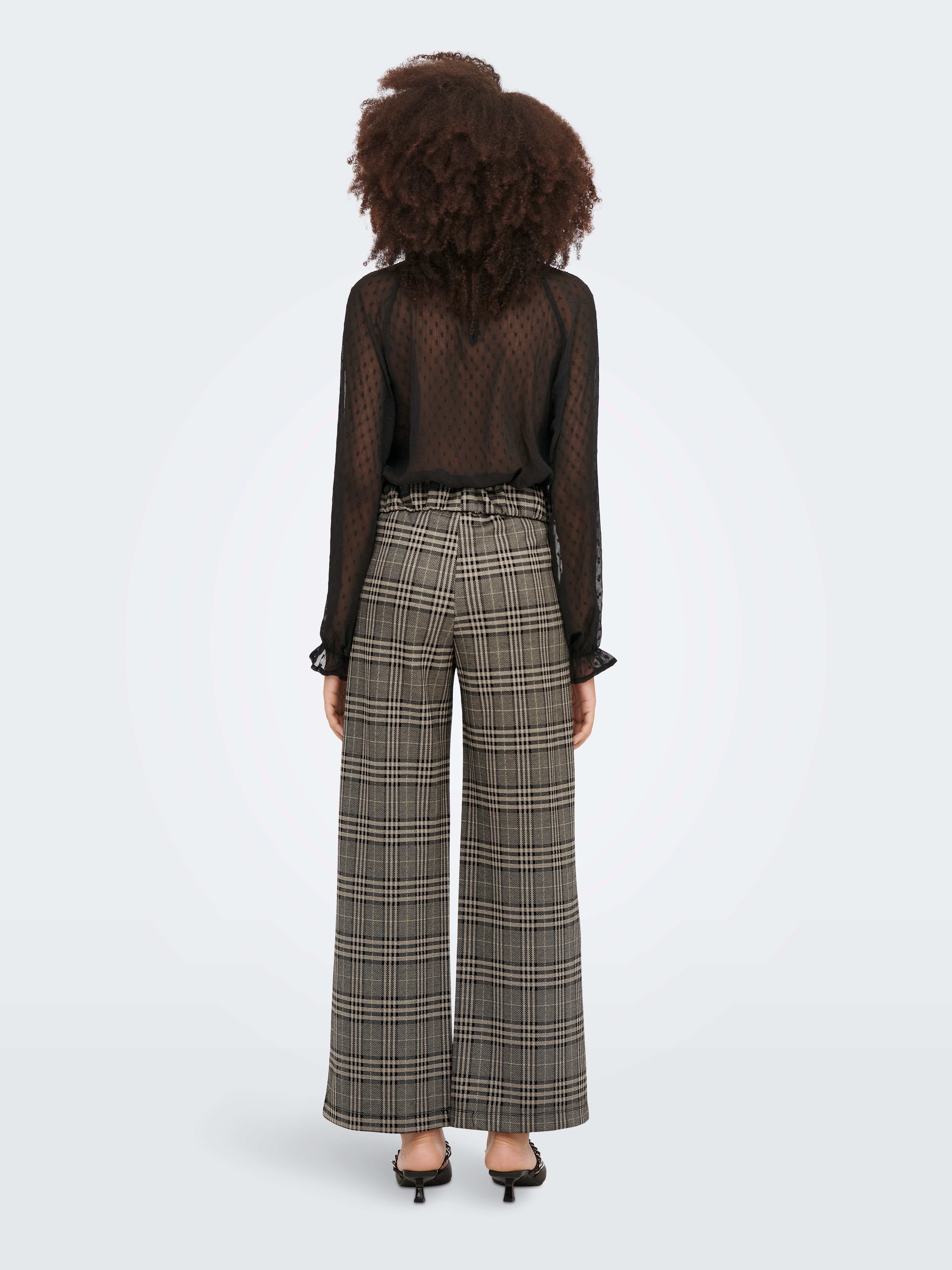 JDYGEGGO Mittlere Taille Weiter Beinschnitt Hose Cobblestone