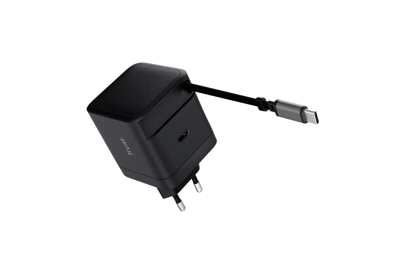 USB-Wandladegerät Maxo USB-C-PD 65 W mit einziehbaren KabelUSB-C-Ladegerät mit 65 W und praktischem einziehbarem Ladekabel