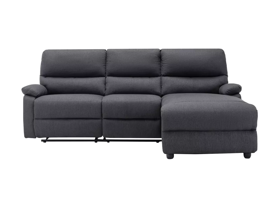 Canapé d'angle droit relax électrique en tissu gris anthracite LUNANO