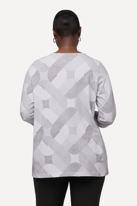 Shirt, Ziersteine, Rundhals, 3/4-Arm, Pima Cotton