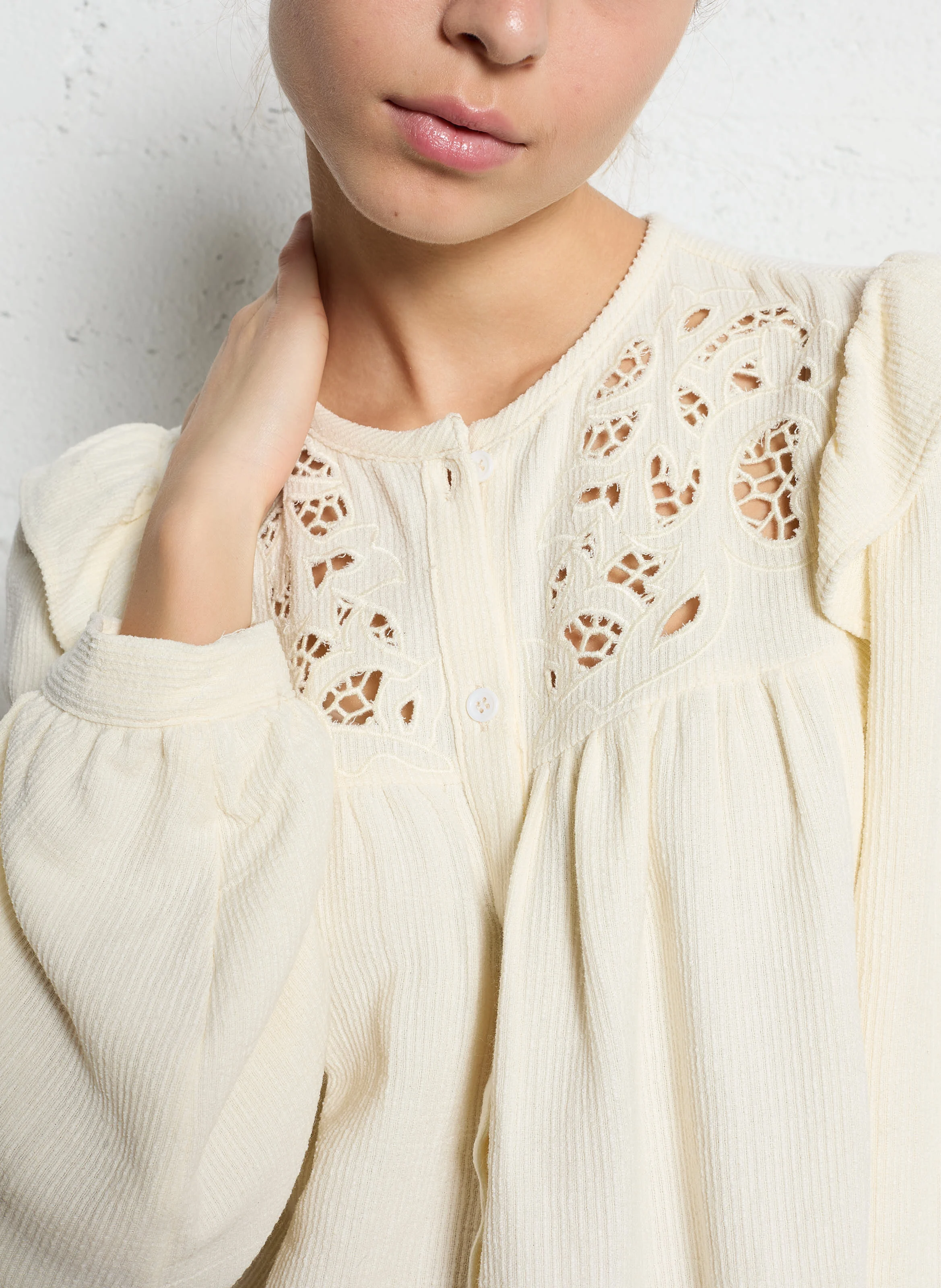 Blouse en velours côtelé de coton | Blanc