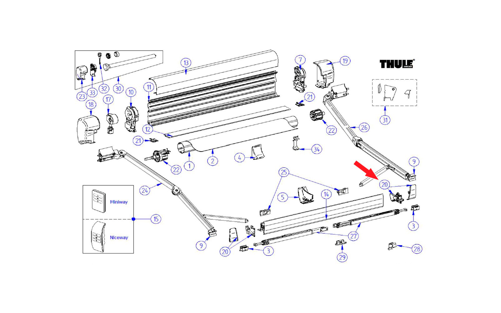 Thule Frontblendenendkappen passend zu Thule Omnistor 8000