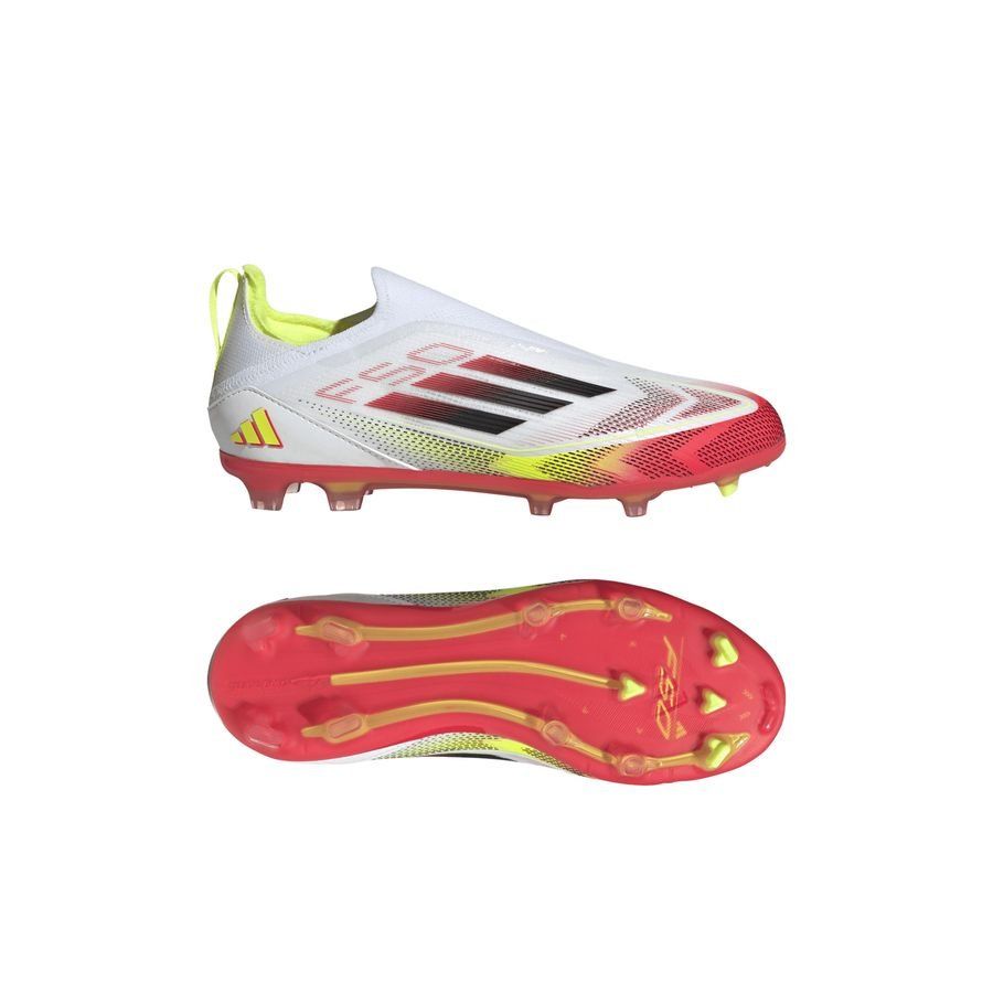 adidas F50 Elite Laceless FG Pure Victory - Blanc/Noir/Jaune Enfant
