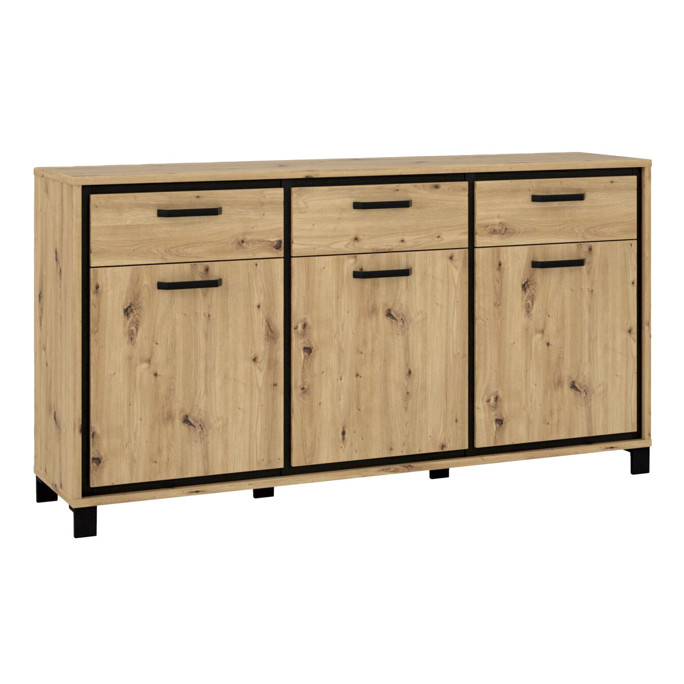 Sideboard - Artisan Eiche-Schwarzeiche - 3 Schubkästen - 178,4 cm