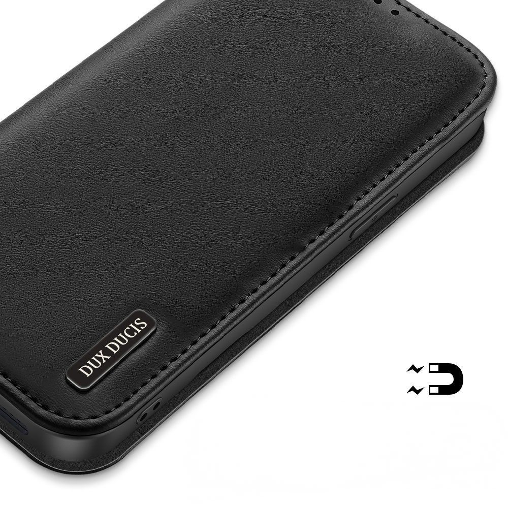 iPhone 16e Flip Wallet Cover Echtleder Tasche (RFID Schutz) - Schwarz
