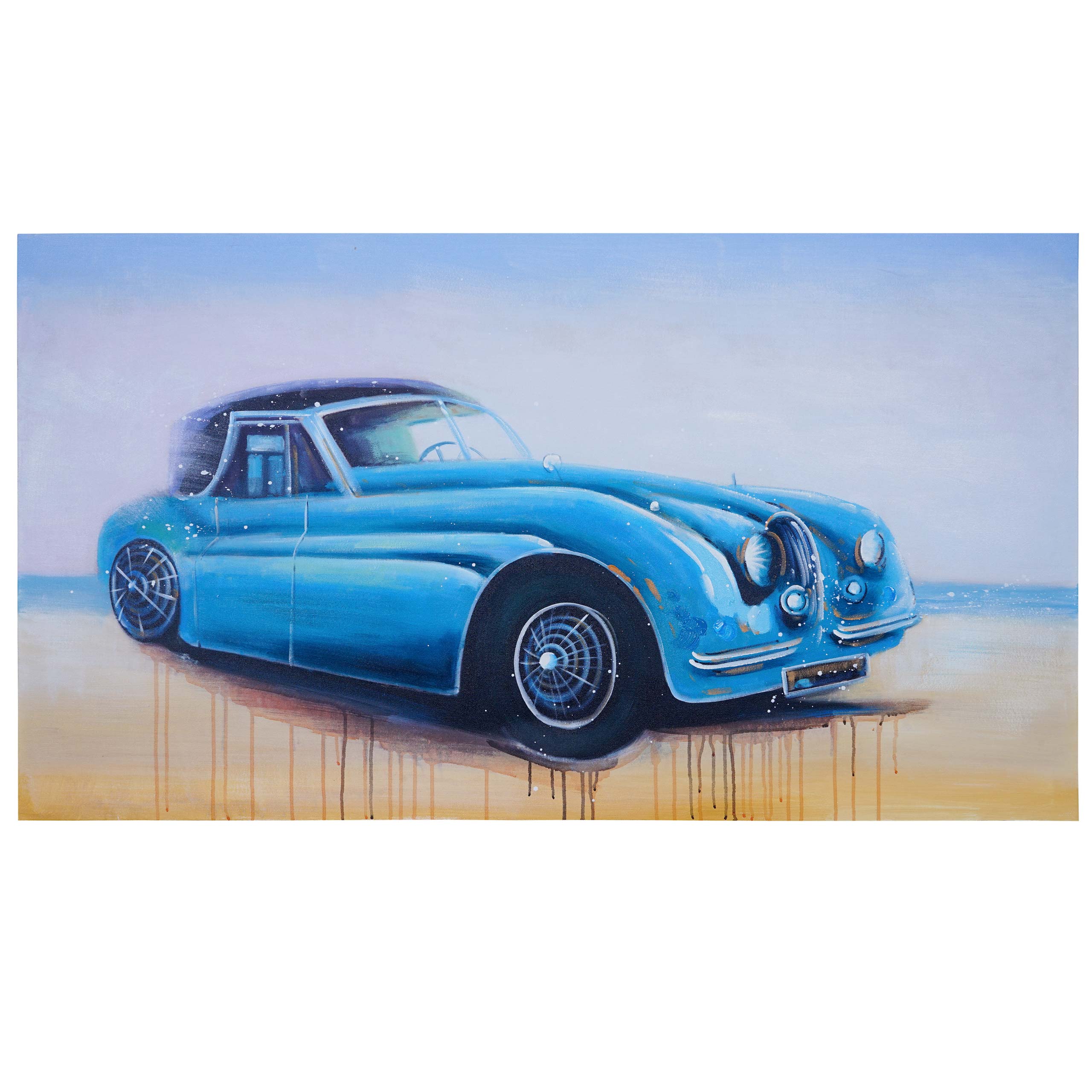 Wandbild Oldtimer, 100% handgemaltes Ölgemälde Gemälde XL, 140x80cm