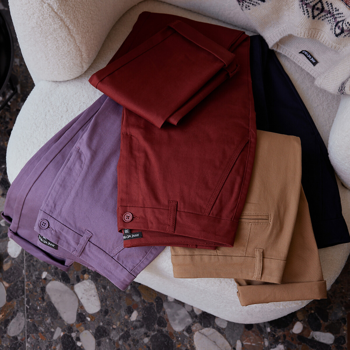 ANNE WEYBURN<br>Calça chino direita, esticar keperstof