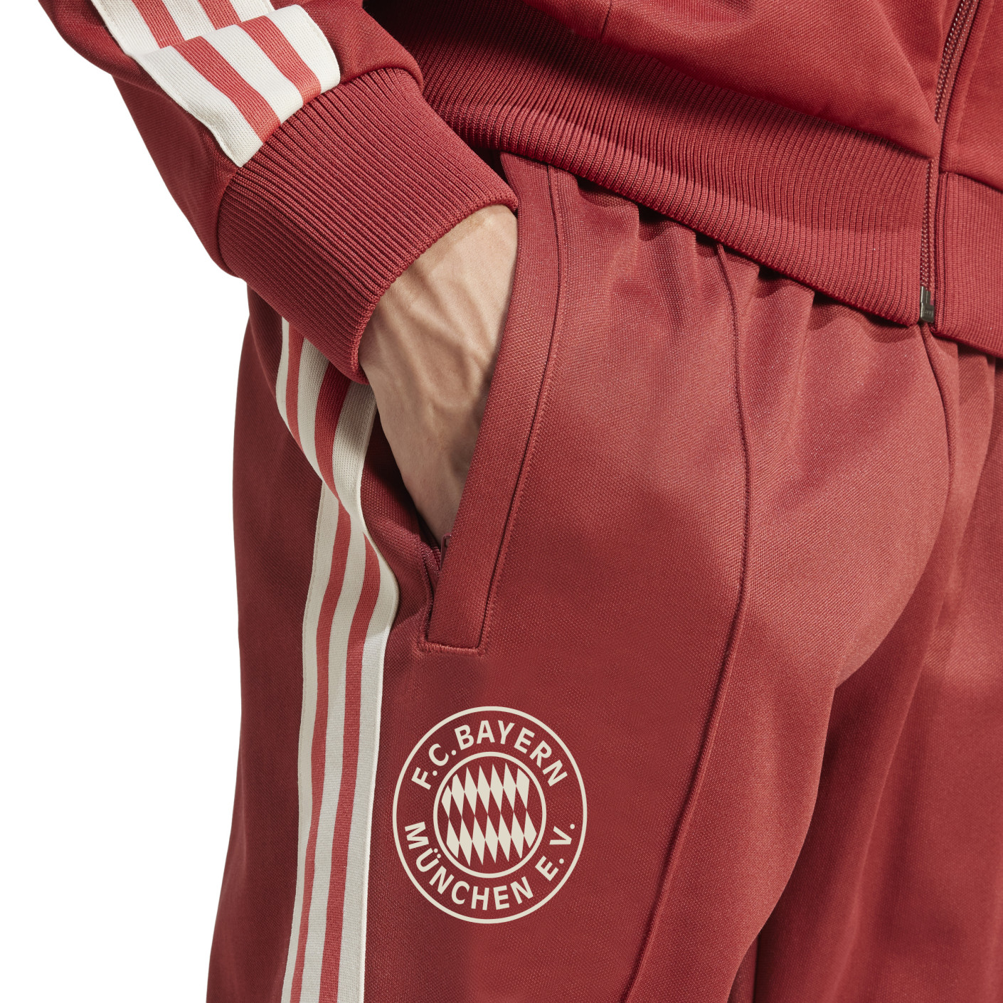 Adidas Bayern München Culturewear Trainingsbroek 2024-2025 Donkerrood Wit