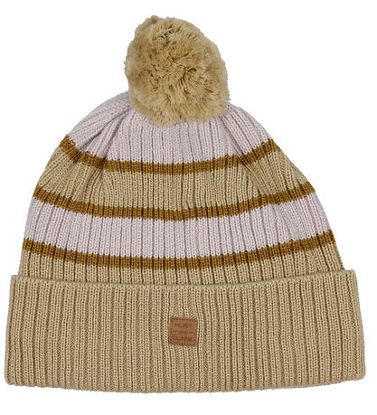 Hust and Claire Mütze m. Fleece - Fryba - Wolle - Sand m. Streif