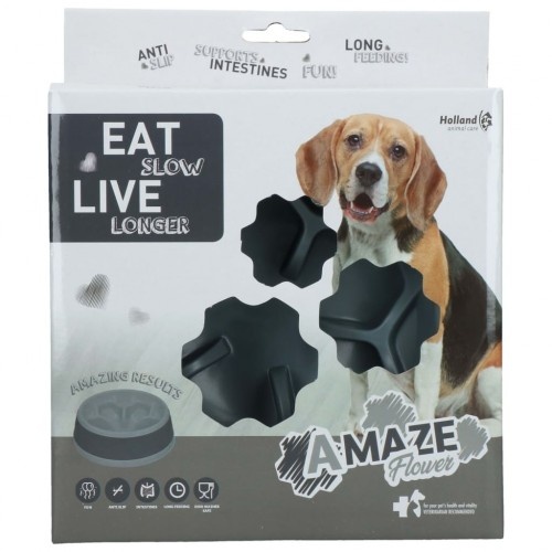 Comedouro lento de design exclusivo para cães, cinza