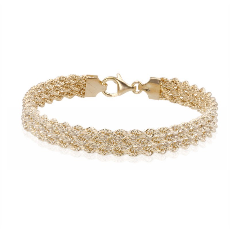 Bracelet Or Jaune Maille Corde Triple - Femme