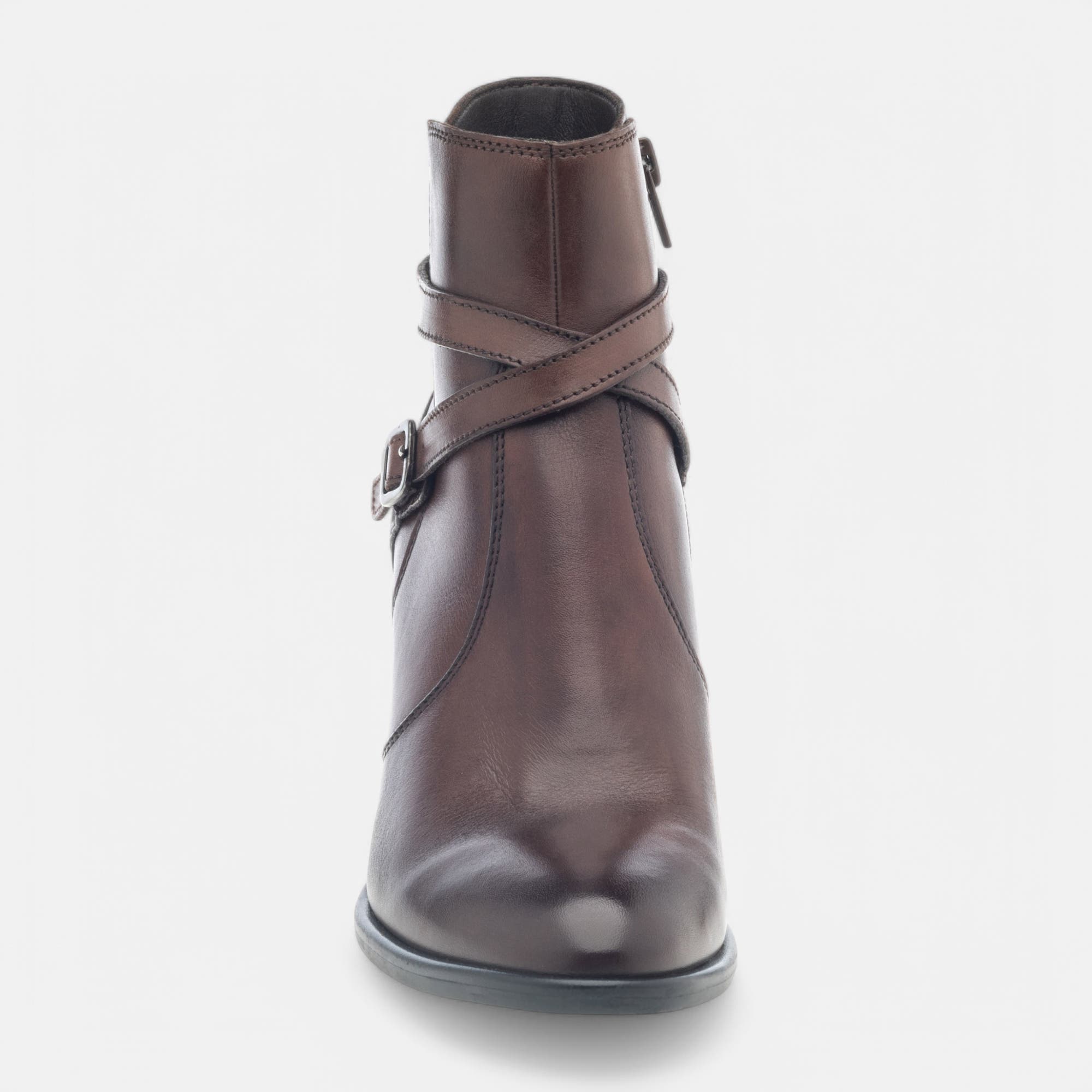 Bottines à talon Femme en cuir marron