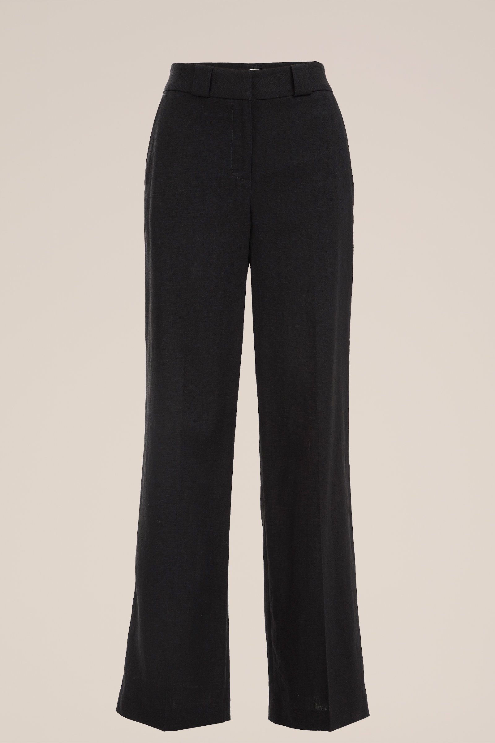 wide leg pantalon van linnenmix WE Fashion Zwart