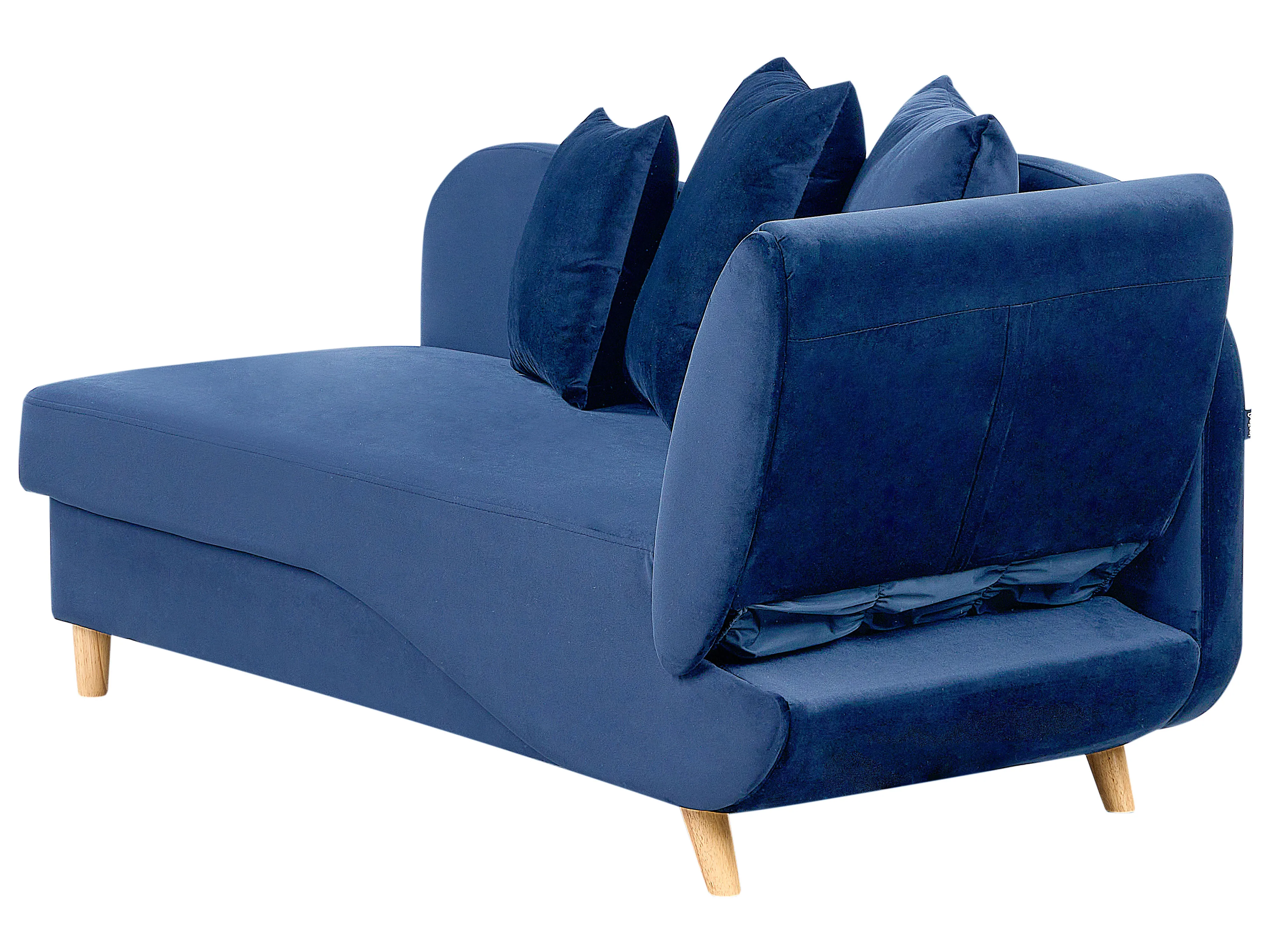 Rechtszijdige chaise longue MERI Fluweel Marineblauw met opbergruimte