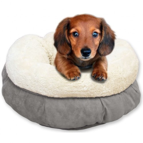 Cama redonda para animais de estimação, cinza
