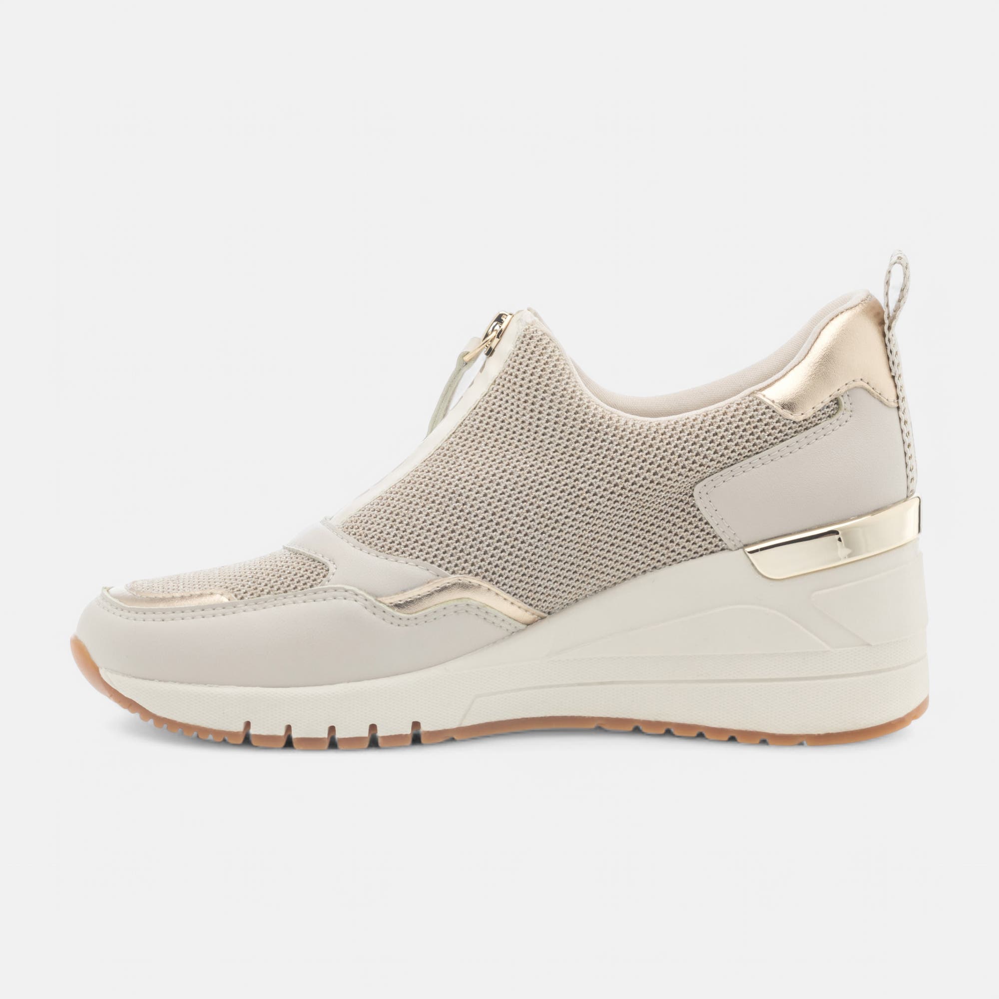Baskets basses à talon compensé Femme beige