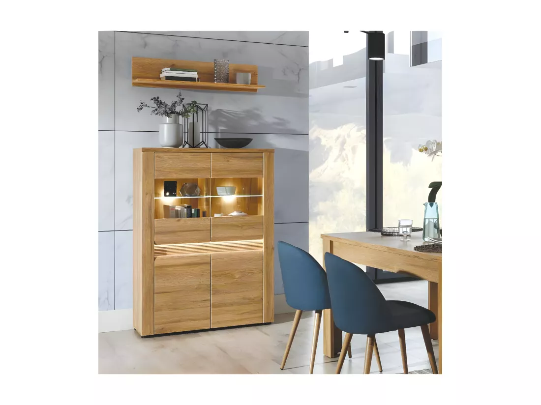 Argentier 4 portes Chêne à LED - OBSZARY