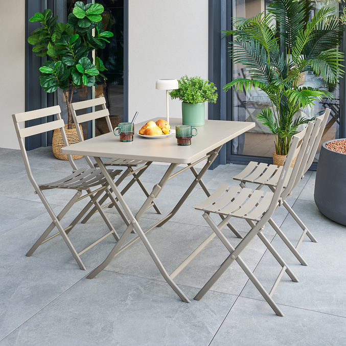 Ensemble table de jardin pliante rectangle + 2 chaises GREENSBORO Café
